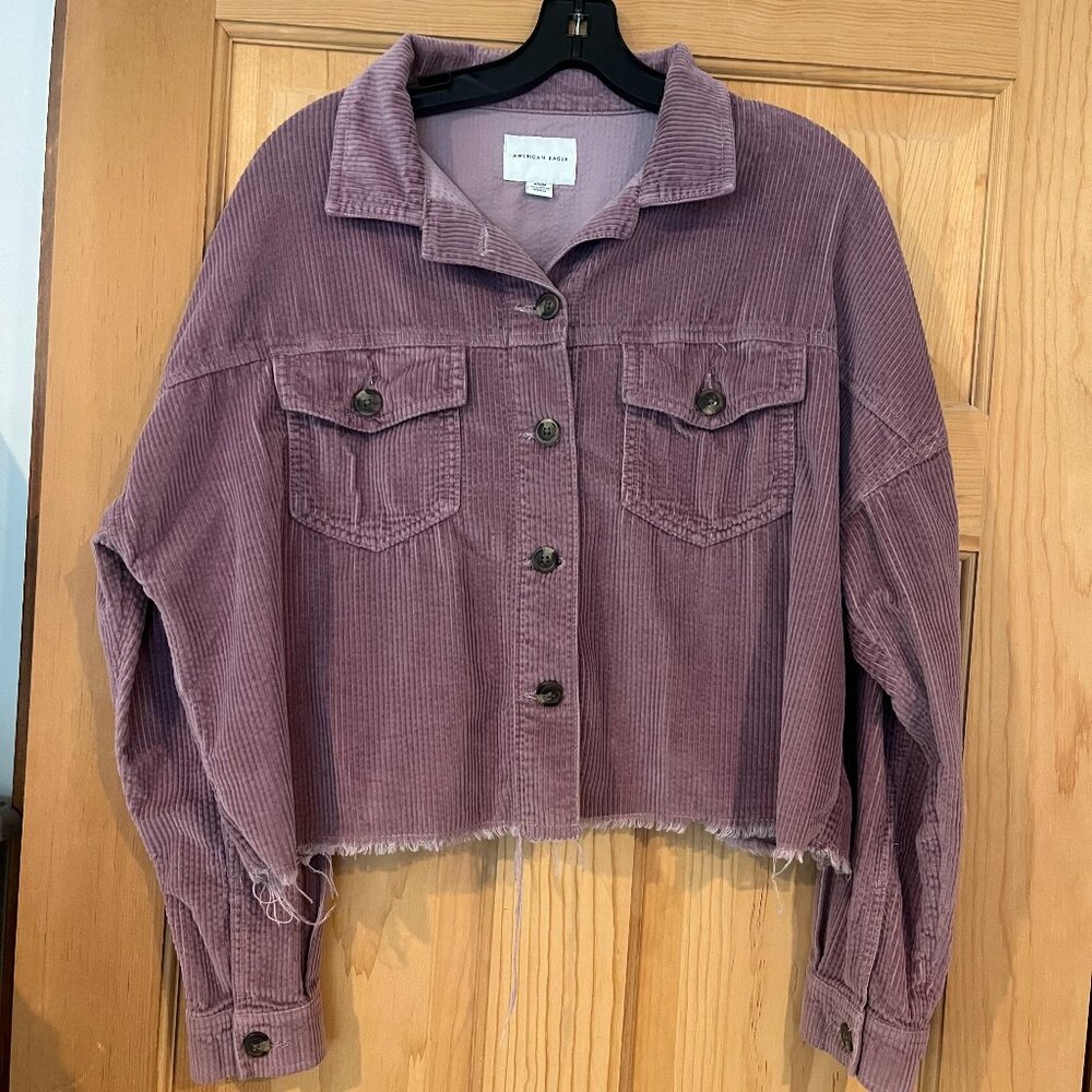 AE Cropped Corduroy Shacket Mauve/Pink